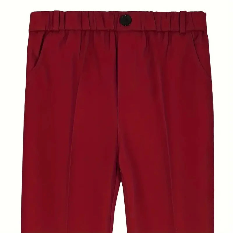 Boys Red Vest Suit Spring Children's Performance Birthday Party Wedding Photography Costume Kids Waistcoat Pants Bowtie pocket square