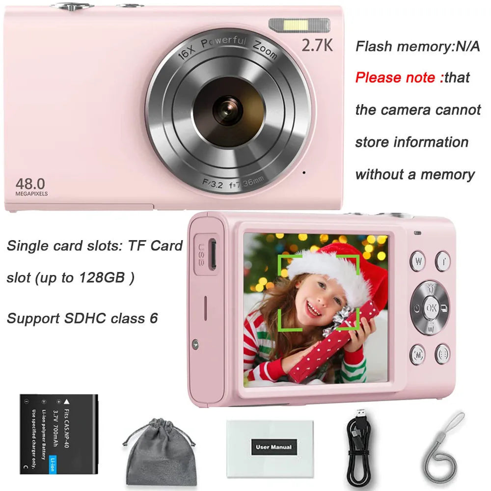 4K Digital Camera Autofocus Vlogging Camera HD 48MP with 2.8" Large Screen Camcorder Camera for Photography for Kid Adult.