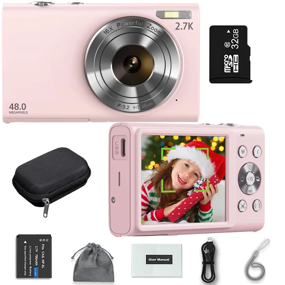 4K Digital Camera Autofocus Vlogging Camera HD 48MP with 2.8" Large Screen Camcorder Camera for Photography for Kid Adult.